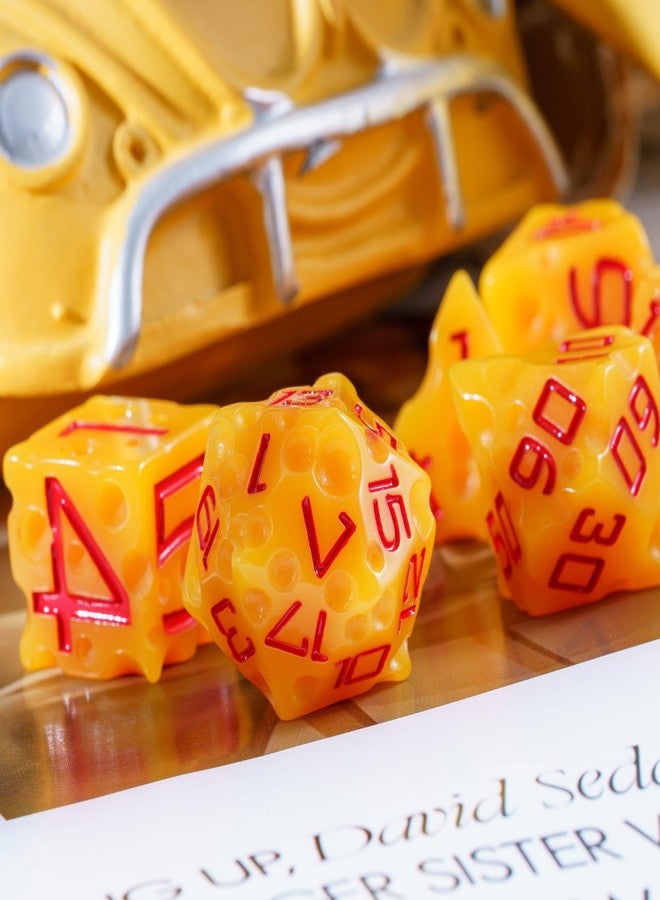 HDdais Cheese Dice Set, Yellow Resin Polyhedral DND Dice Set for D&D Role Playing Game and Other Tabletop Games - Image 4